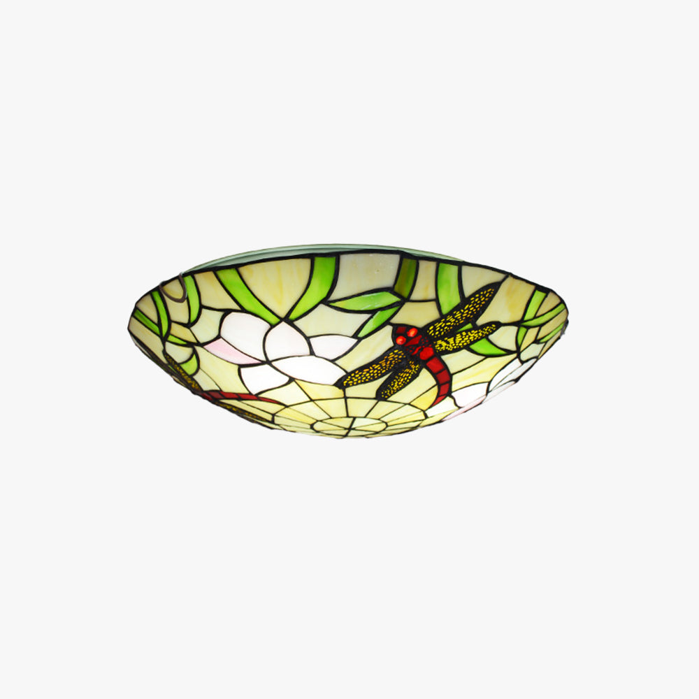 Tiffany Vintage LED Flush Mount Ceiling Light Multicolor Glass Bedroom - Letslighting
