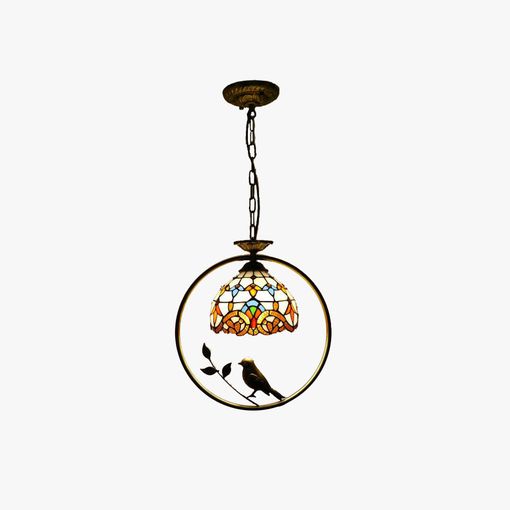 Tiffany Cottage LED Pendant Light Metal Glass Living Room/Bedroom - Letslighting