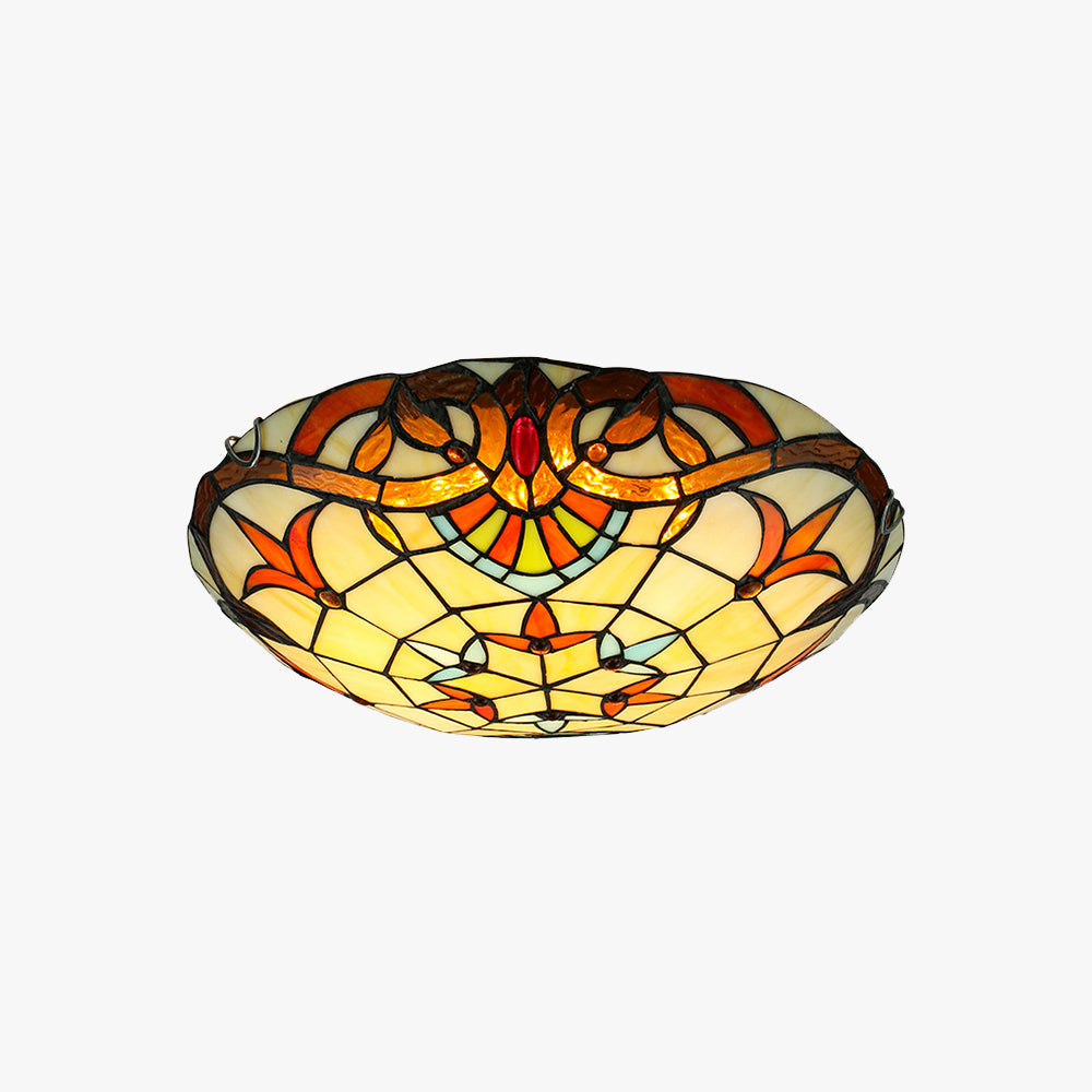 Tiffany Baroque Round Flush Mount Ceiling Light Glass Bedroom