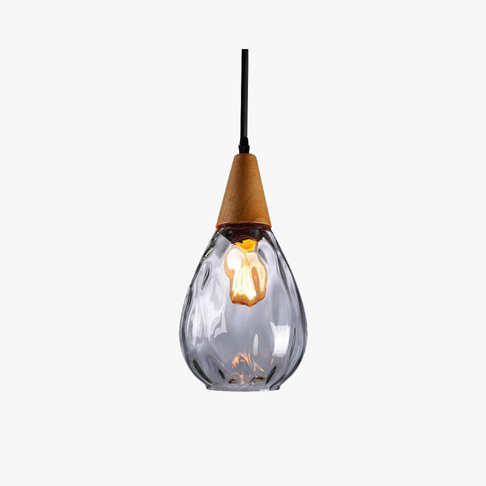 Avi Vintage Teardrop Pendant Light, Glass/Wood - Letslighting