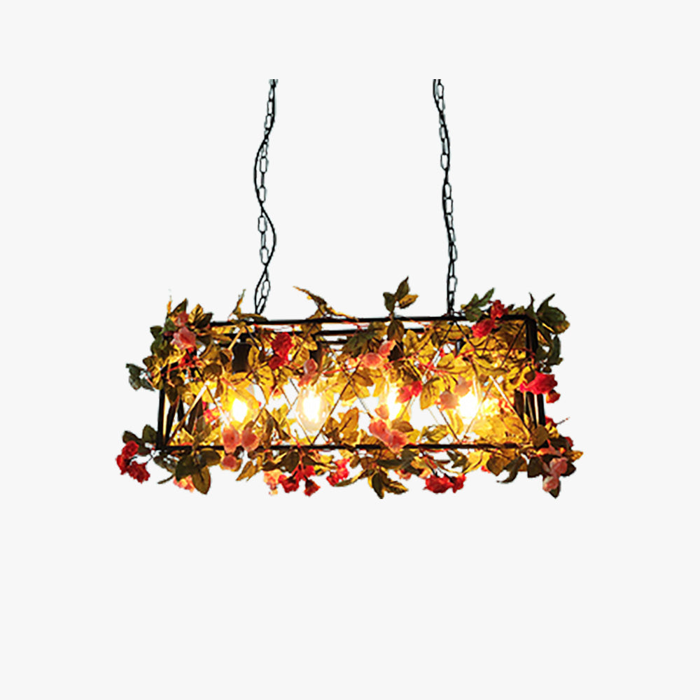 Ritta Rustic Art Deco Plant Rectangle Pendant Light
