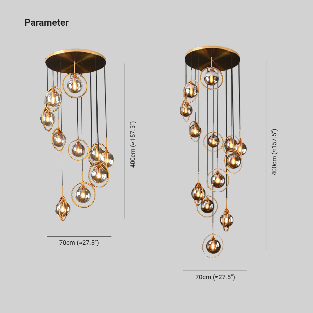 Valentina Modern Spiral Ball Glass Staircase Chandelier - Letslighting