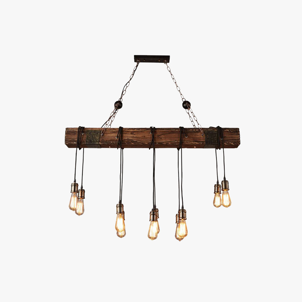 Epoch Linear Retro Wood Pendant Light, Bronze - Letslighting