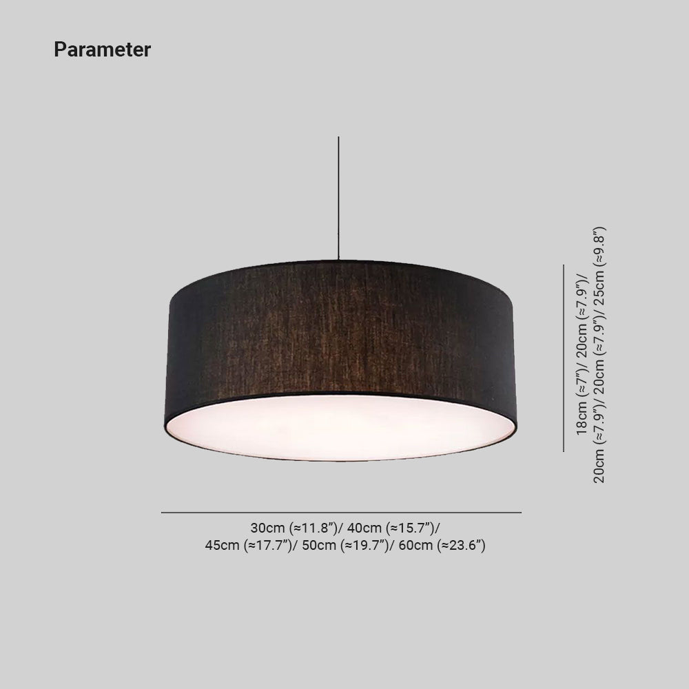Ritta Modern Fabric Drum Pendant Light Metal Fabric Farmhouse