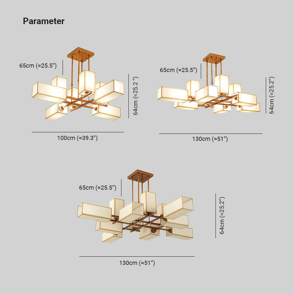 Lacey Pendant Light Square Retro Metal Fabric Living Room