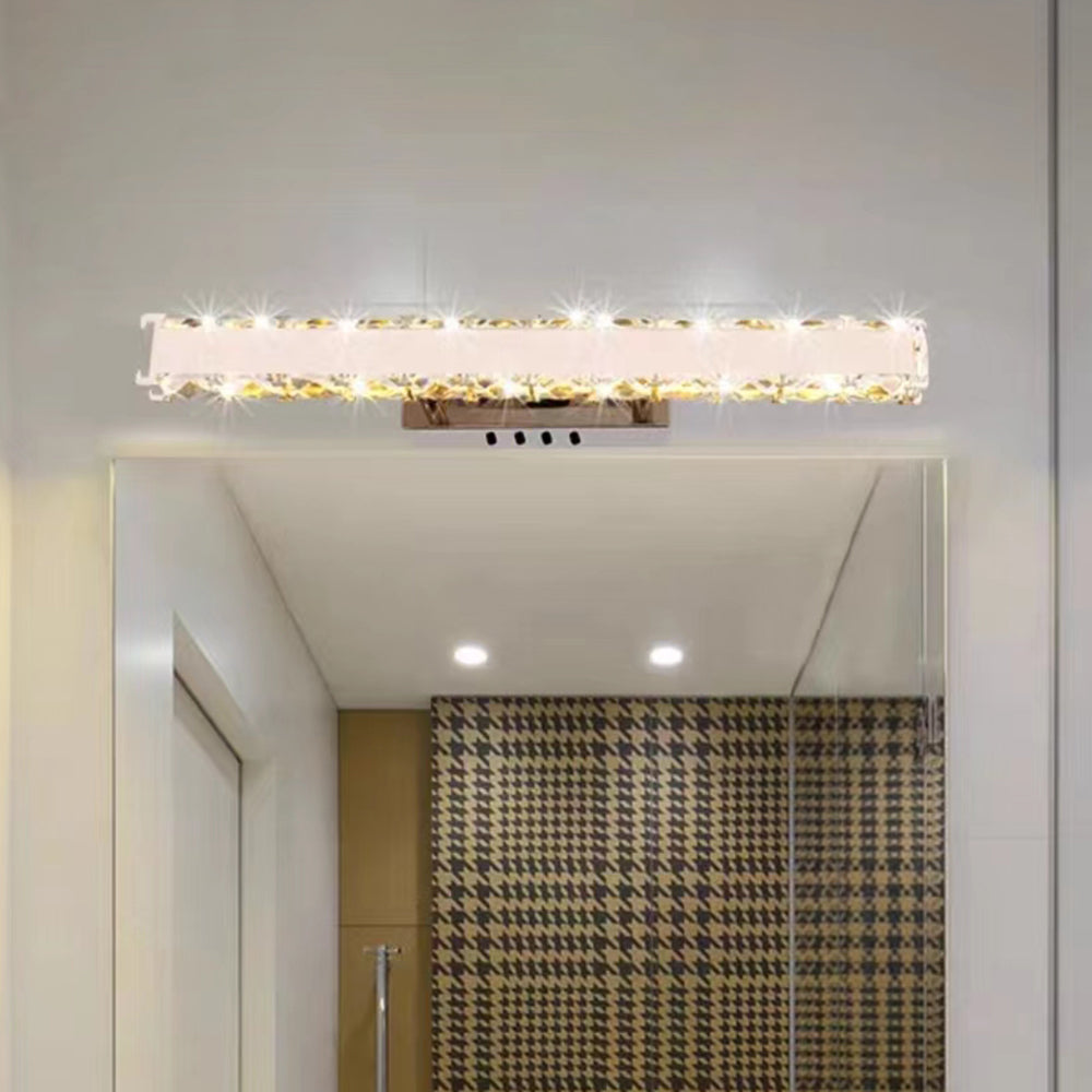 Kristy Modern Rectangular Metal Crystal Mirror Front Wall Lamp