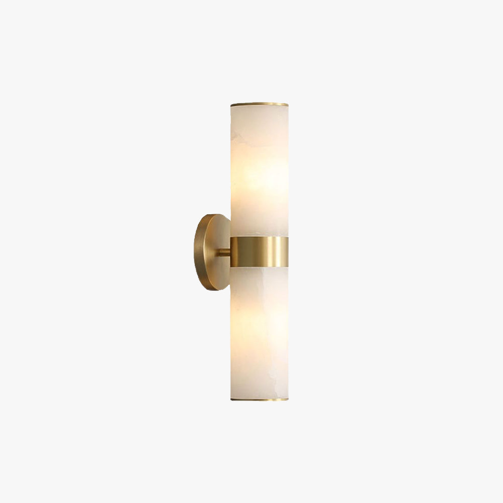 Arisha Modern Double Headed Metal Stone Vanity Wall Lamp, Brass