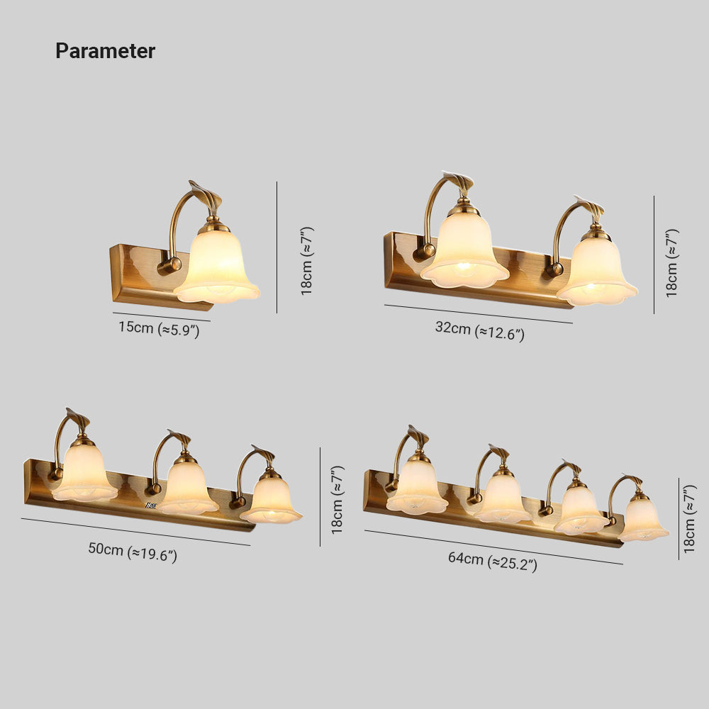 Ray Flower Mirror Front Vanity Wall Lamp, Metal/Glass