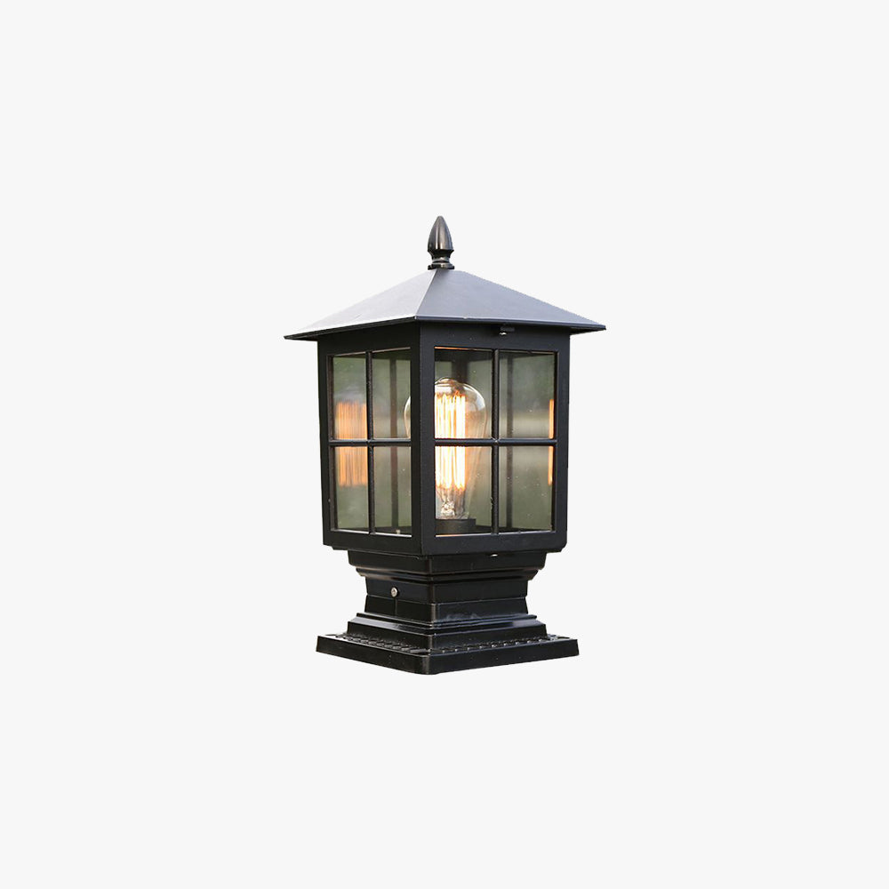 Ray Modern Metal Glass Lantern LED Outdoor Light Post