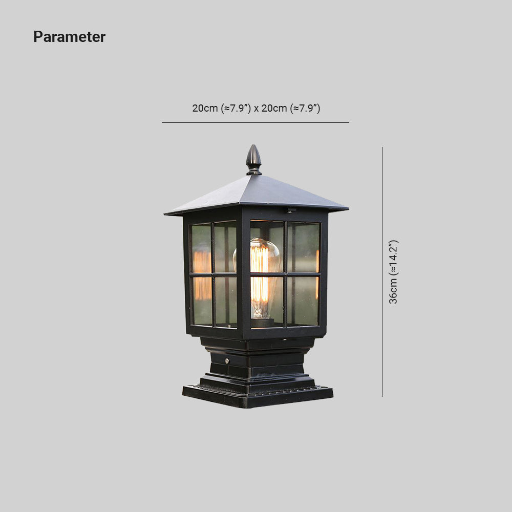 Ray Modern Glass Lantern LED Outdoor Light Post