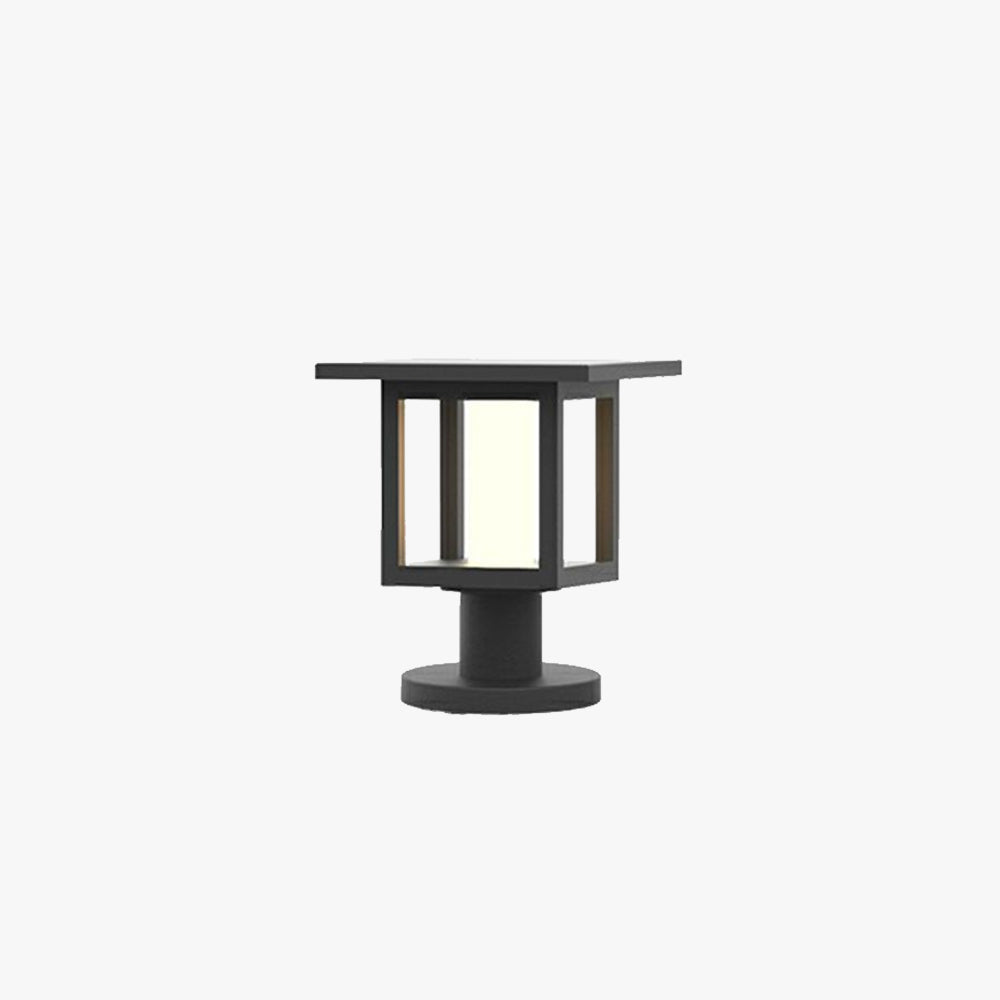 Ray Modern Metal Lantern Shaped Solar Outdoor Bollard Light