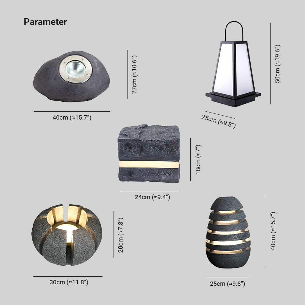 Ray Modern Stone Outdoor Light Metal&Resin