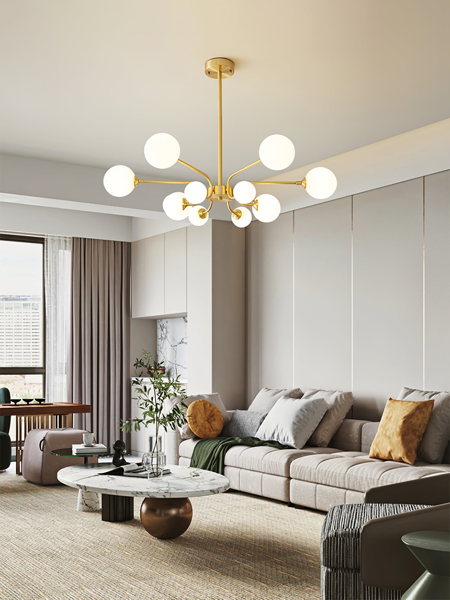Aurora Chandelier Globe Arm Modern - Letslighting