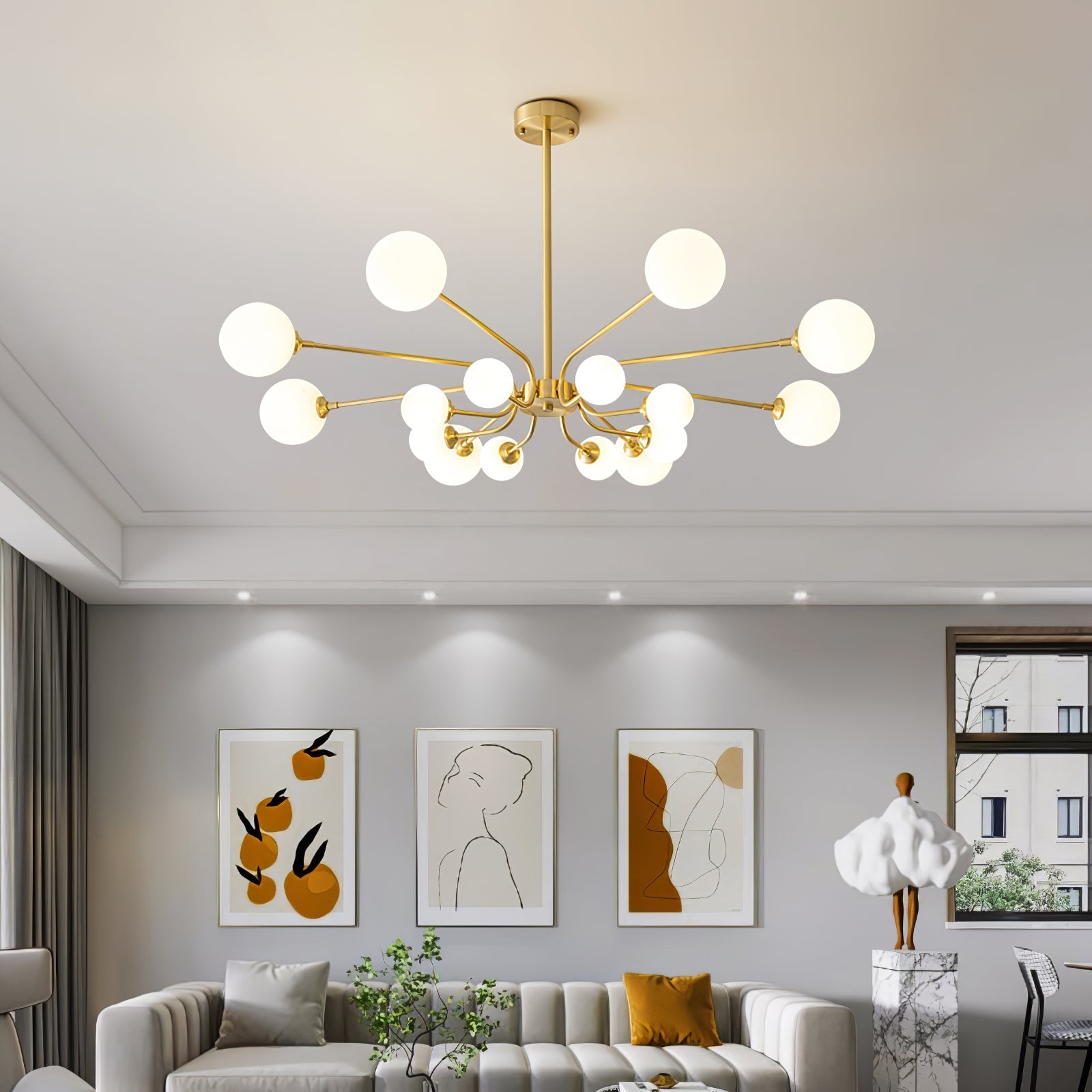 Aurora Chandelier Globe Arm Modern - Letslighting