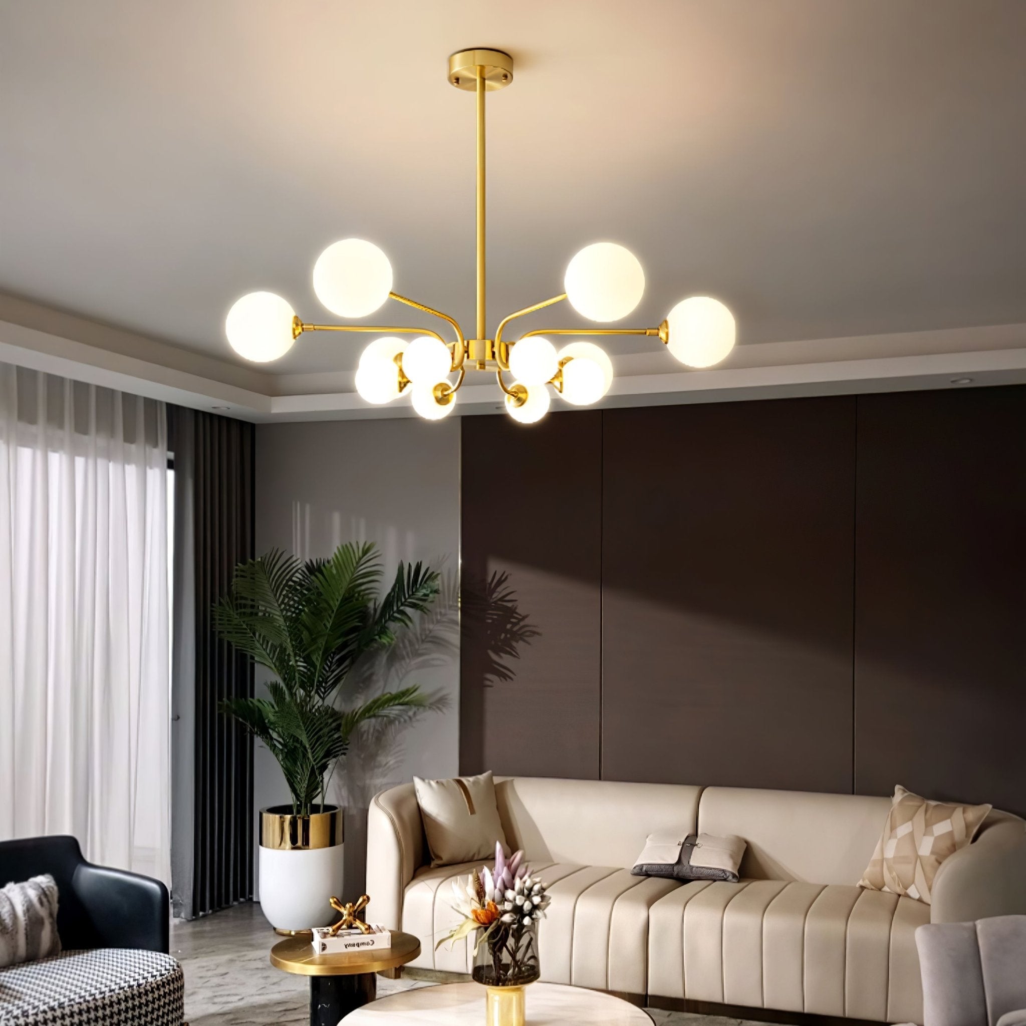 Aurora Chandelier Globe Arm Modern - Letslighting