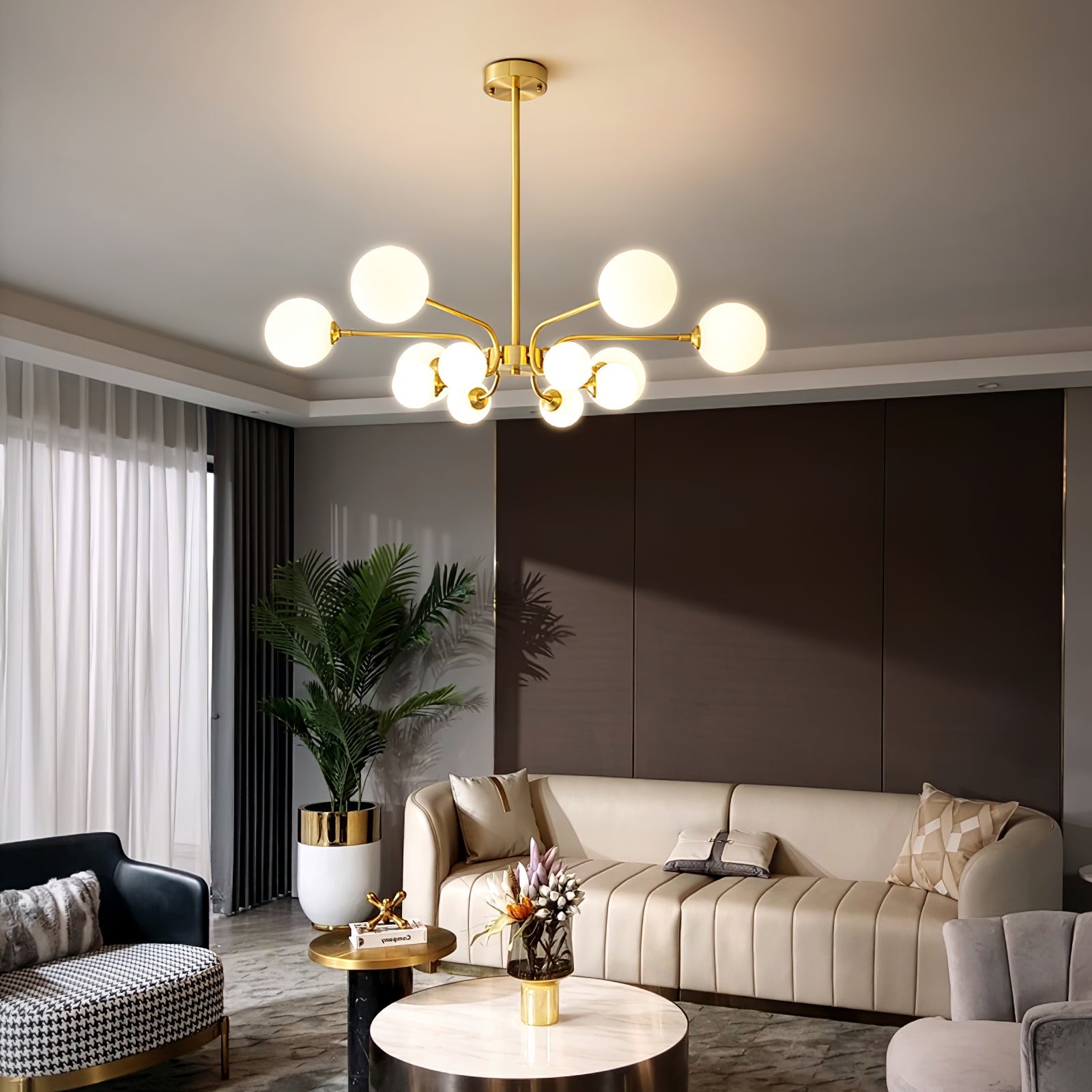 Aurora Chandelier Globe Arm Modern - Letslighting