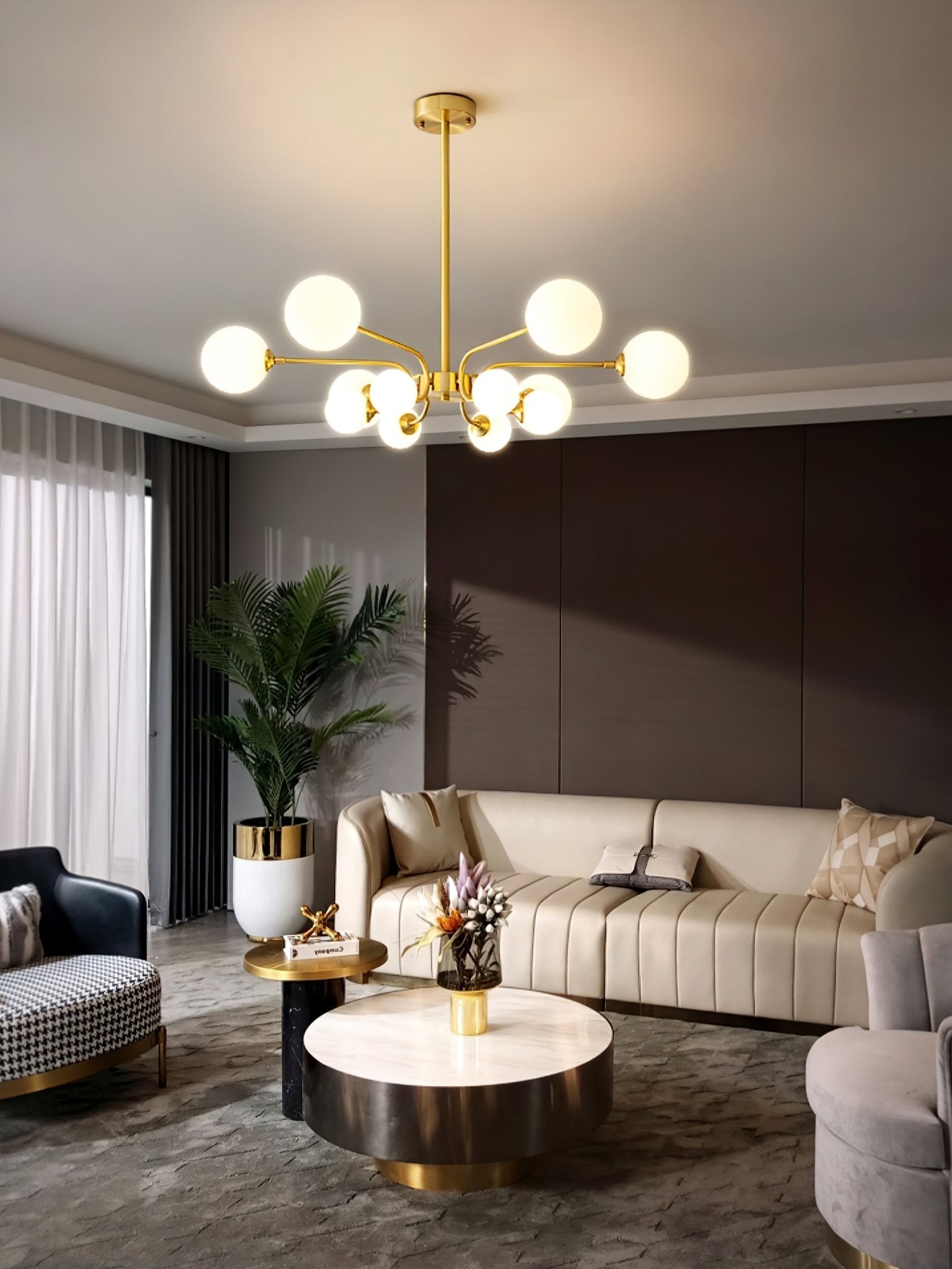 Aurora Chandelier Globe Arm Modern - Letslighting