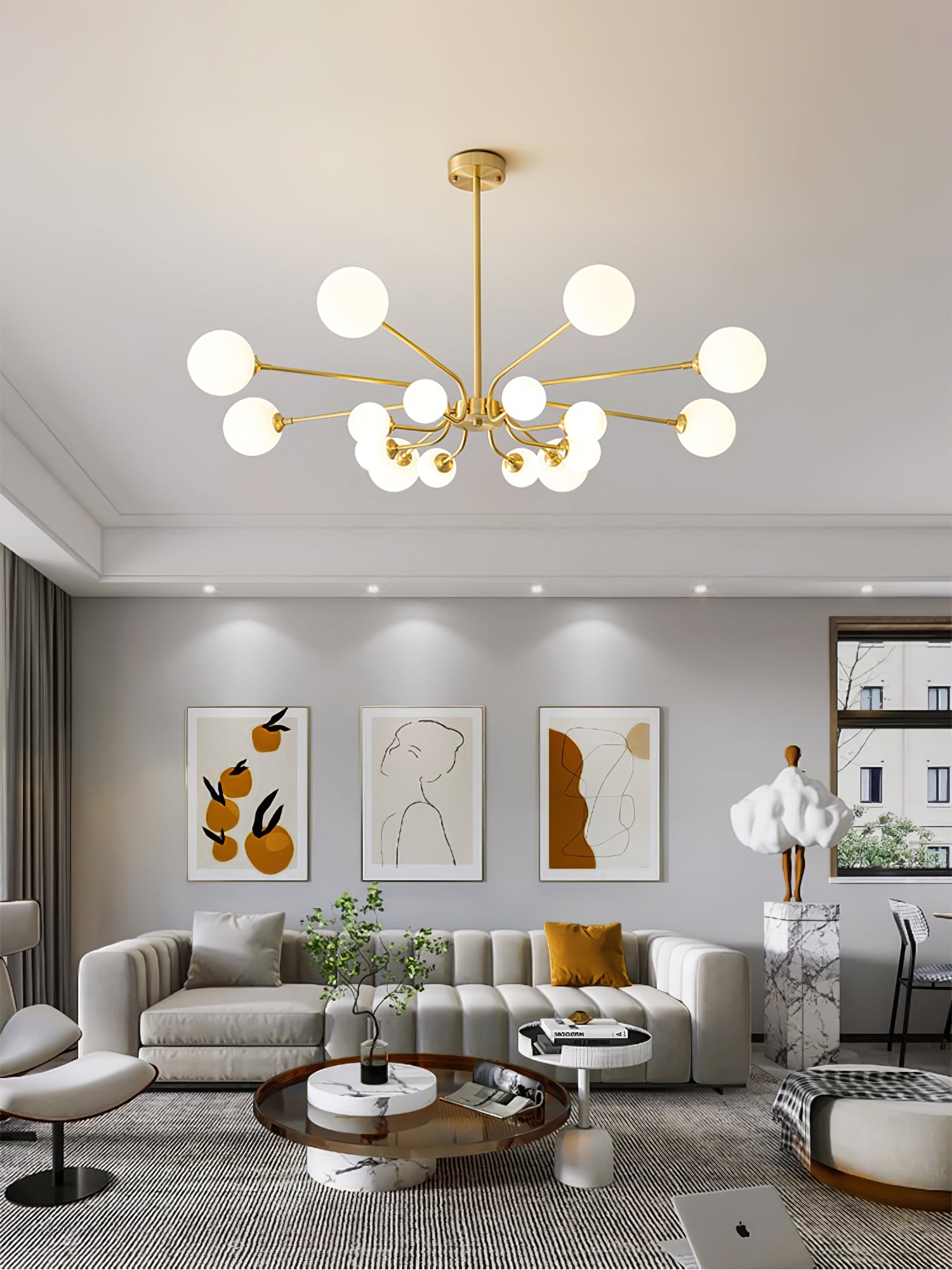 Aurora Chandelier Globe Arm Modern - Letslighting