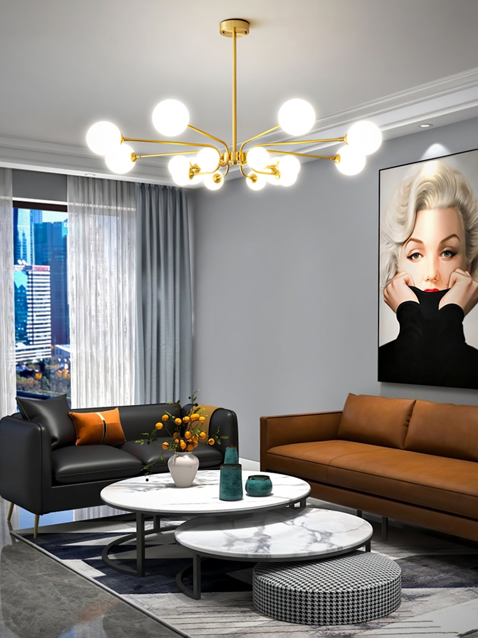 Aurora Chandelier Globe Arm Modern - Letslighting