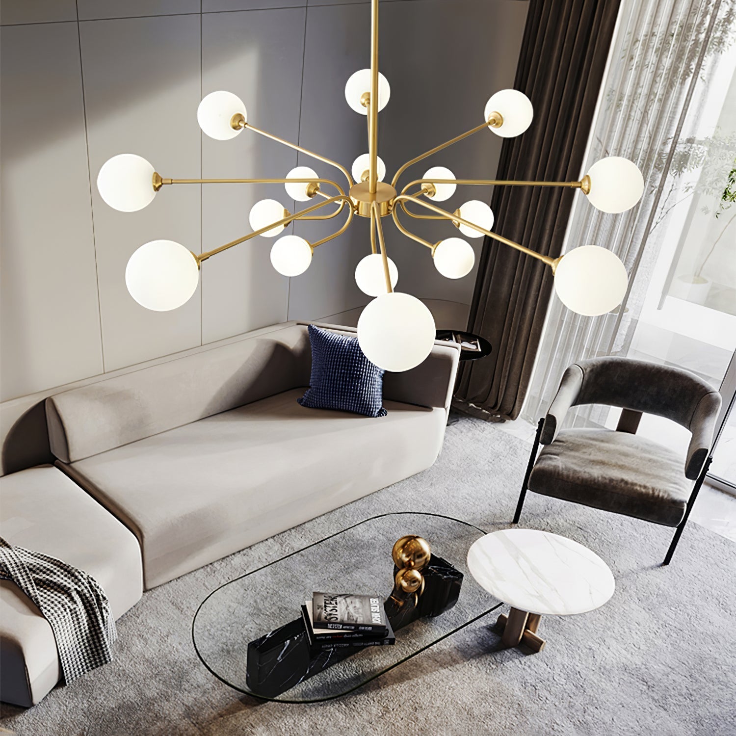 Aurora Chandelier Globe Arm Modern - Letslighting