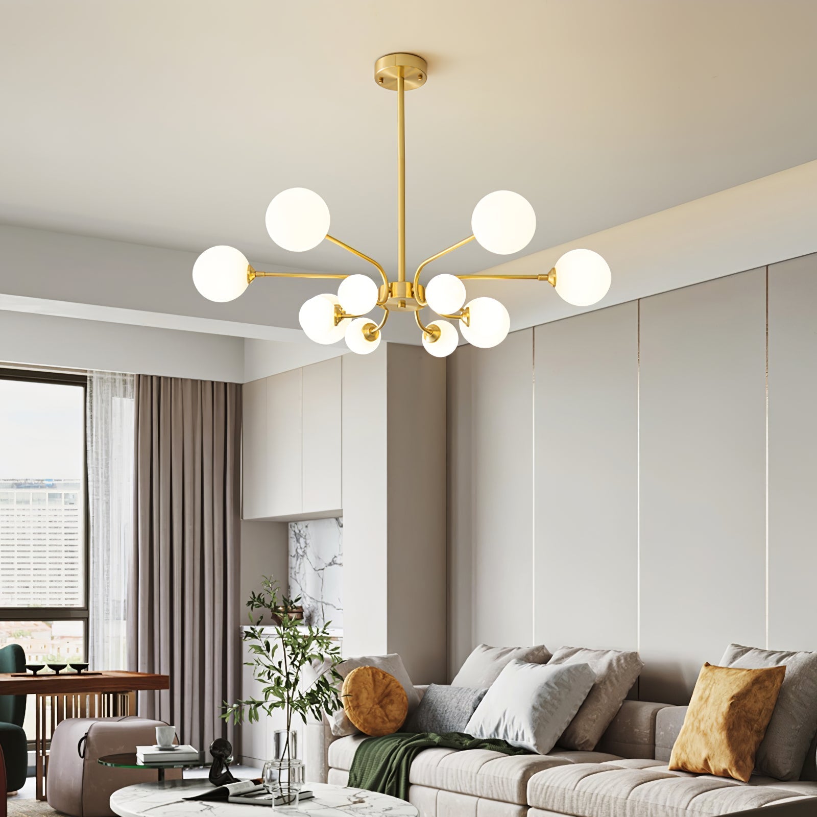 Aurora Chandelier Globe Arm Modern - Letslighting