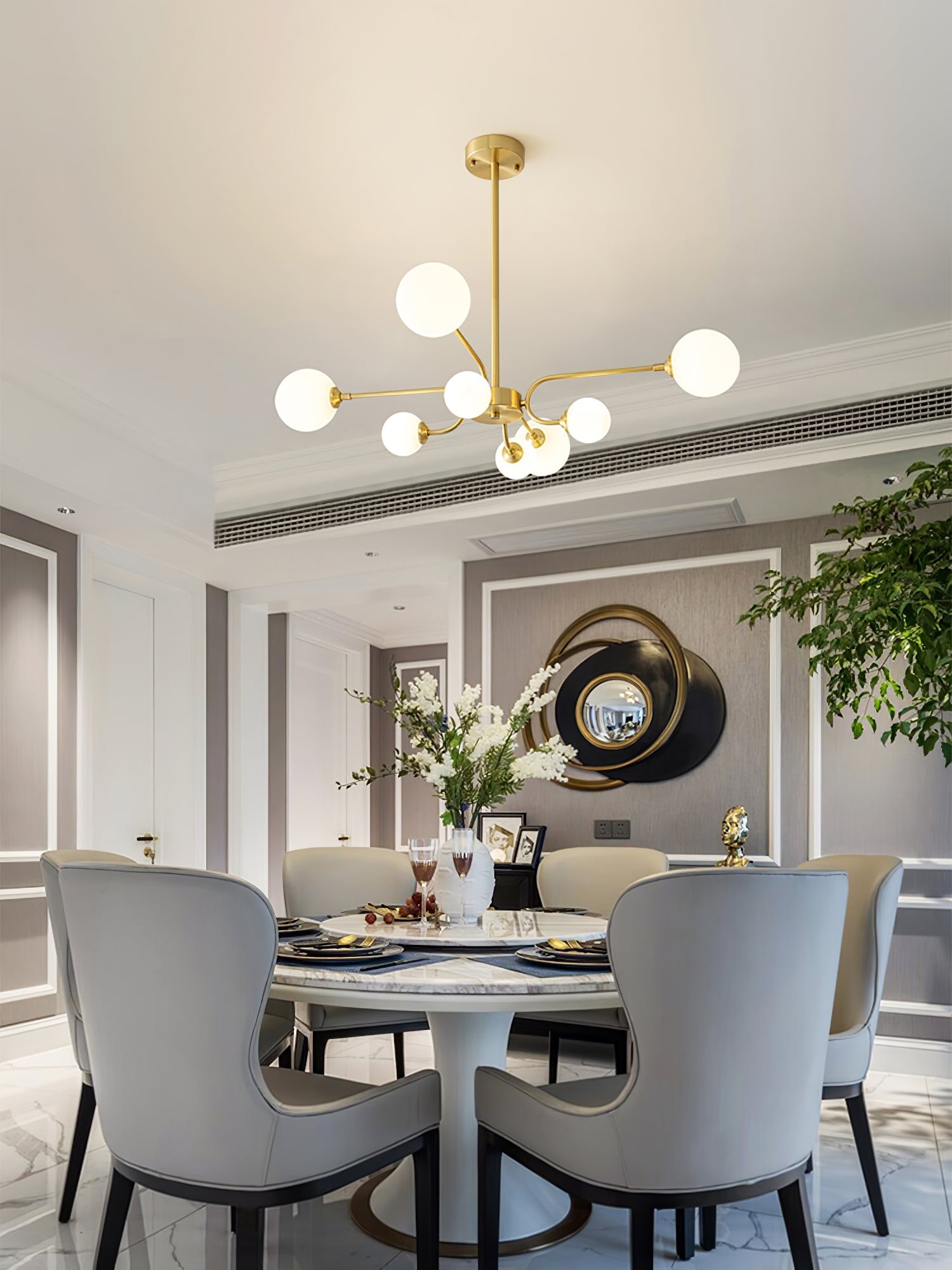Aurora Chandelier Globe Arm Modern - Letslighting