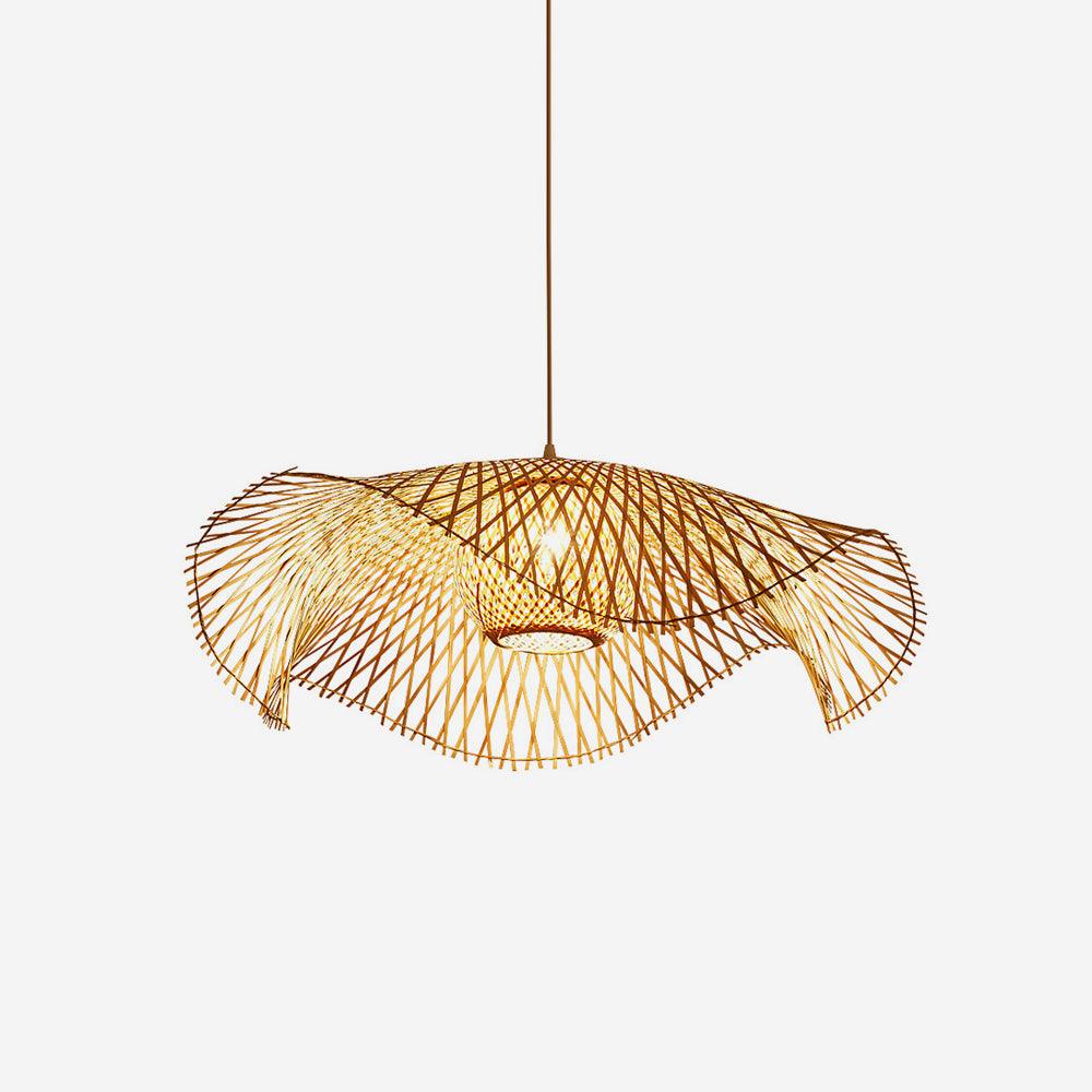 Pendant Lamp Bamboo Lotus Leaf Shape Open Weave Natural - Letslighting