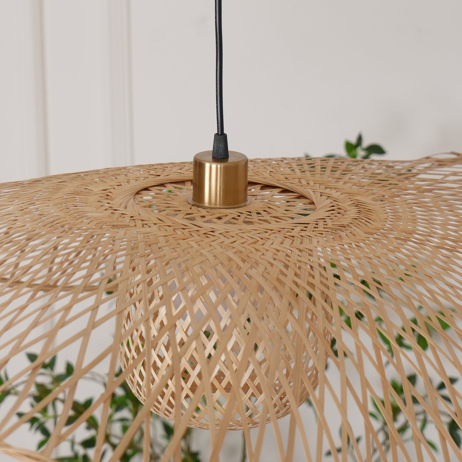 Pendant Lamp Bamboo Lotus Leaf Shape Open Weave Natural - Letslighting