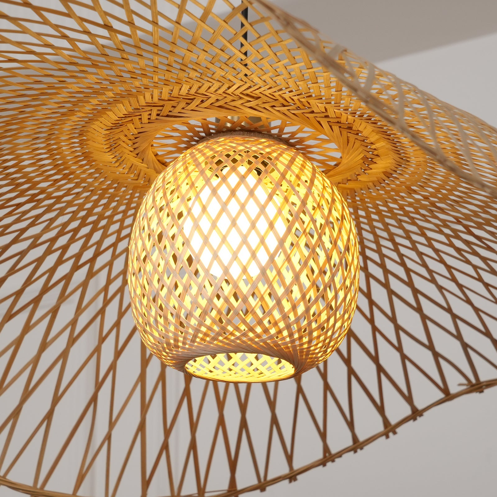 Pendant Lamp Bamboo Lotus Leaf Shape Open Weave Natural - Letslighting