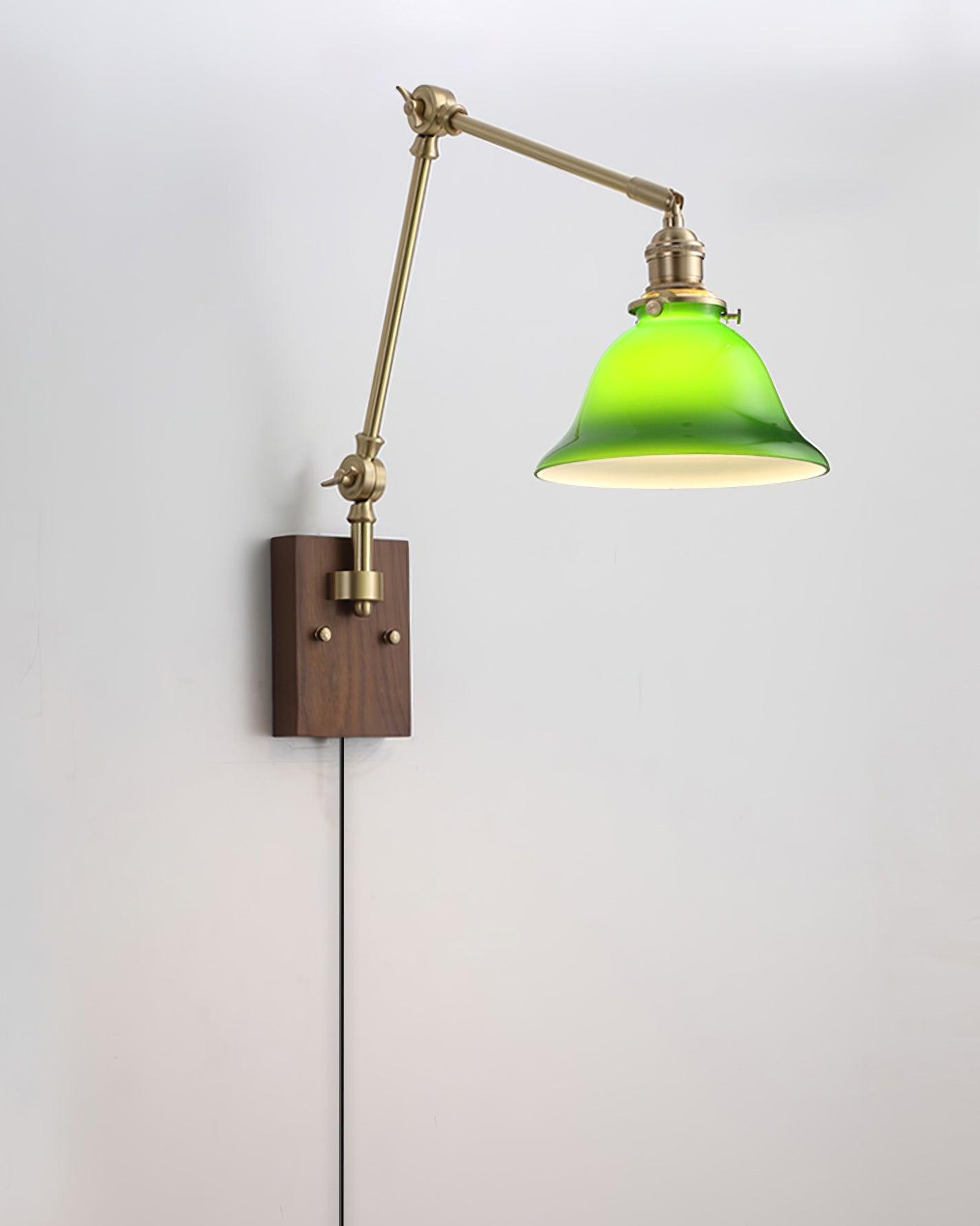 Vionde Adjustable Brass and Green Glass Wall Lamp - Letslighting