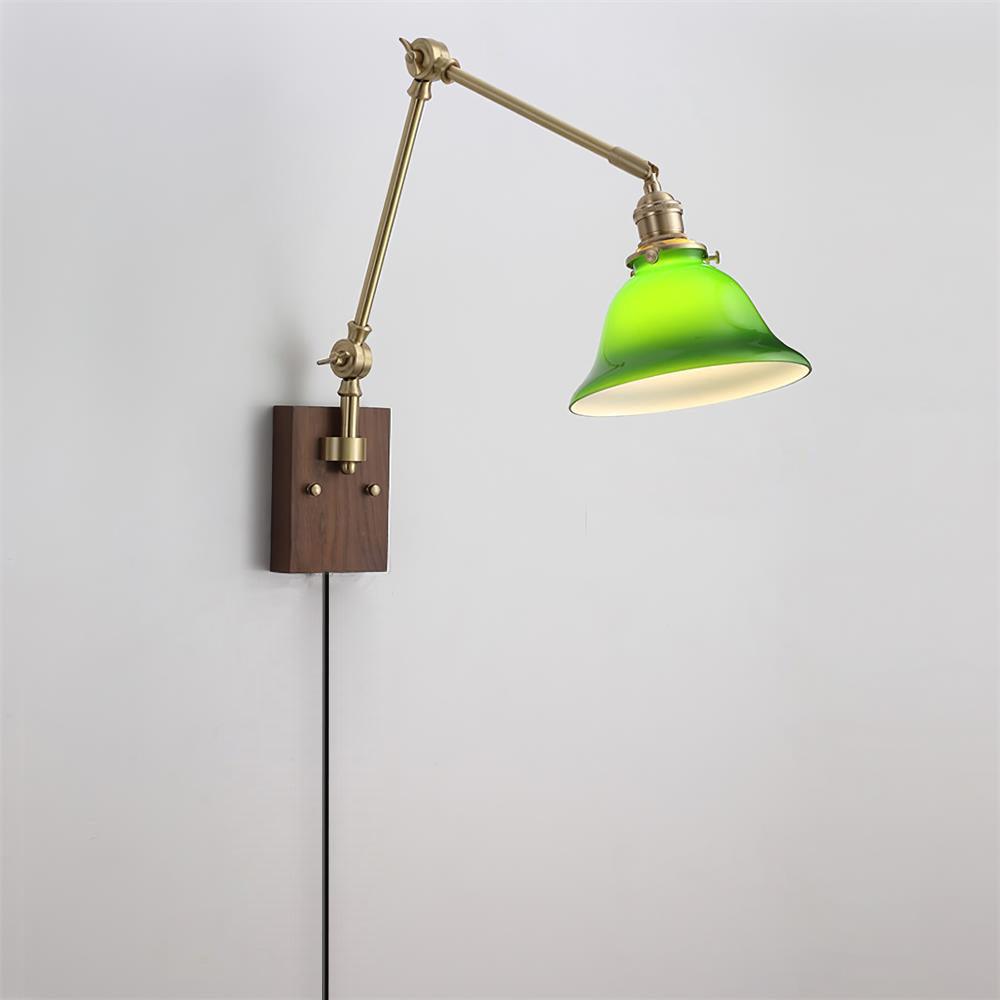 Vionde Adjustable Brass and Green Glass Wall Lamp - Letslighting