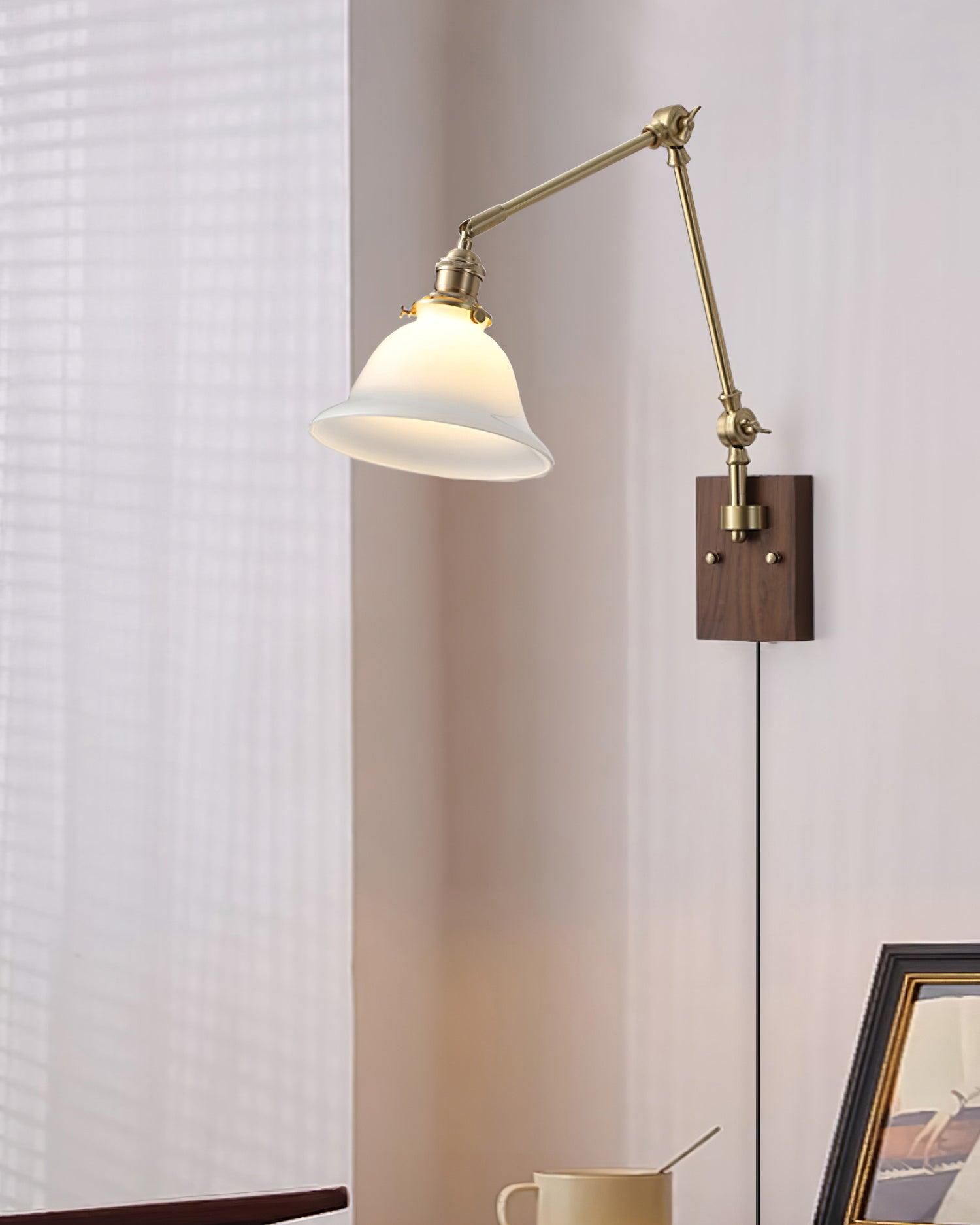 Vionde Adjustable Brass and Green Glass Wall Lamp - Letslighting