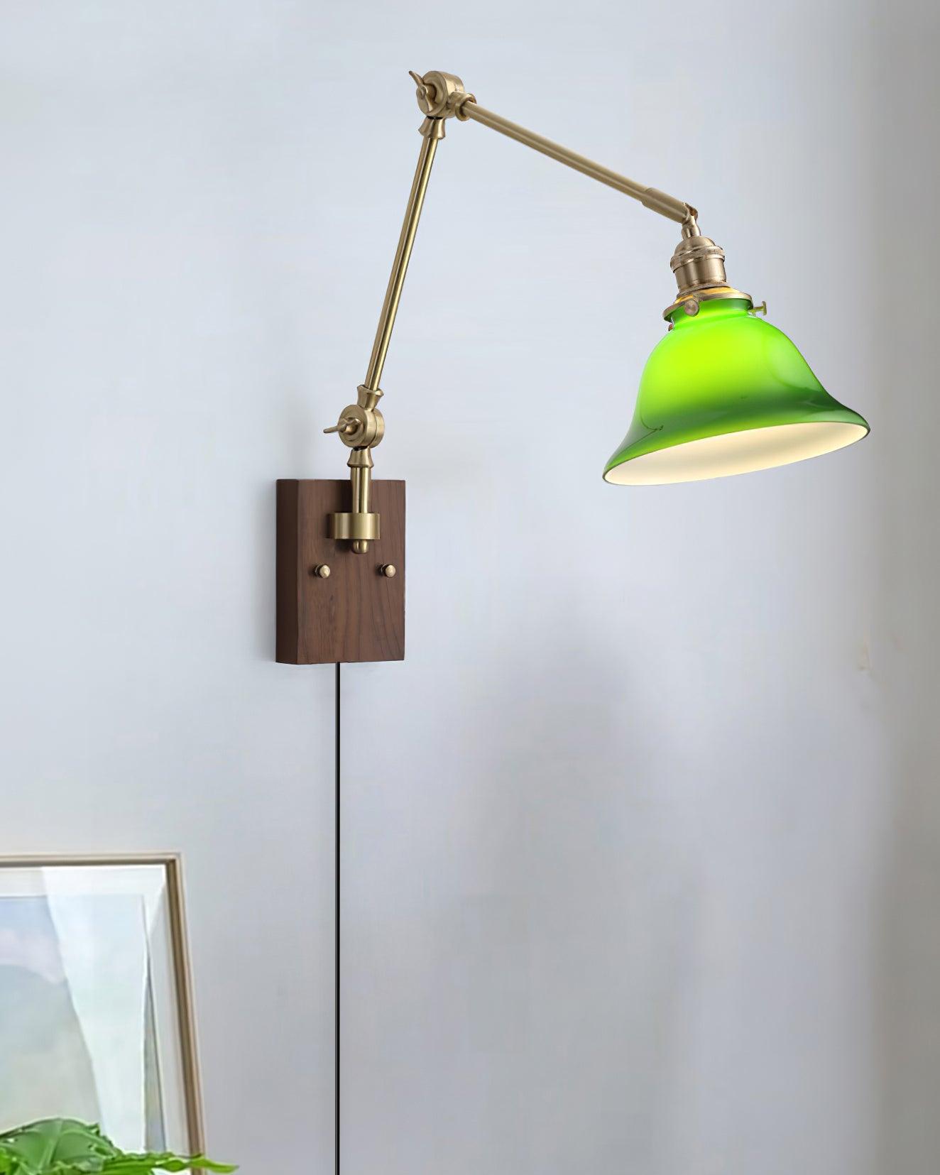 Vionde Adjustable Brass and Green Glass Wall Lamp - Letslighting