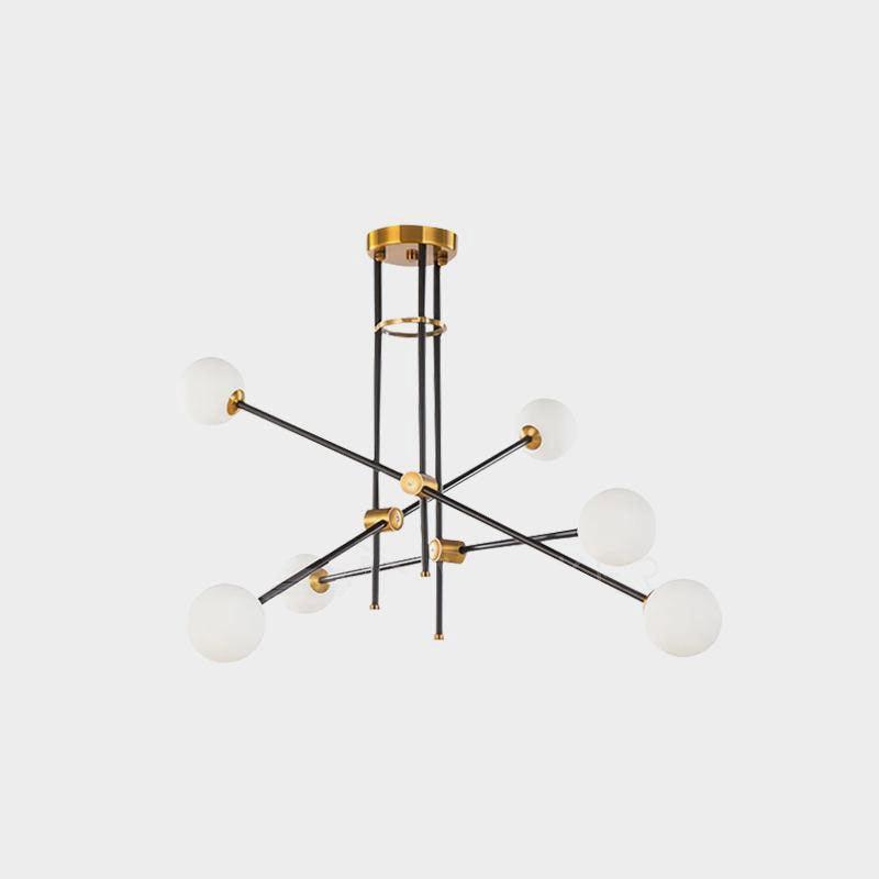 Lustra Chandelier SI Brass Glass Globe - Letslighting
