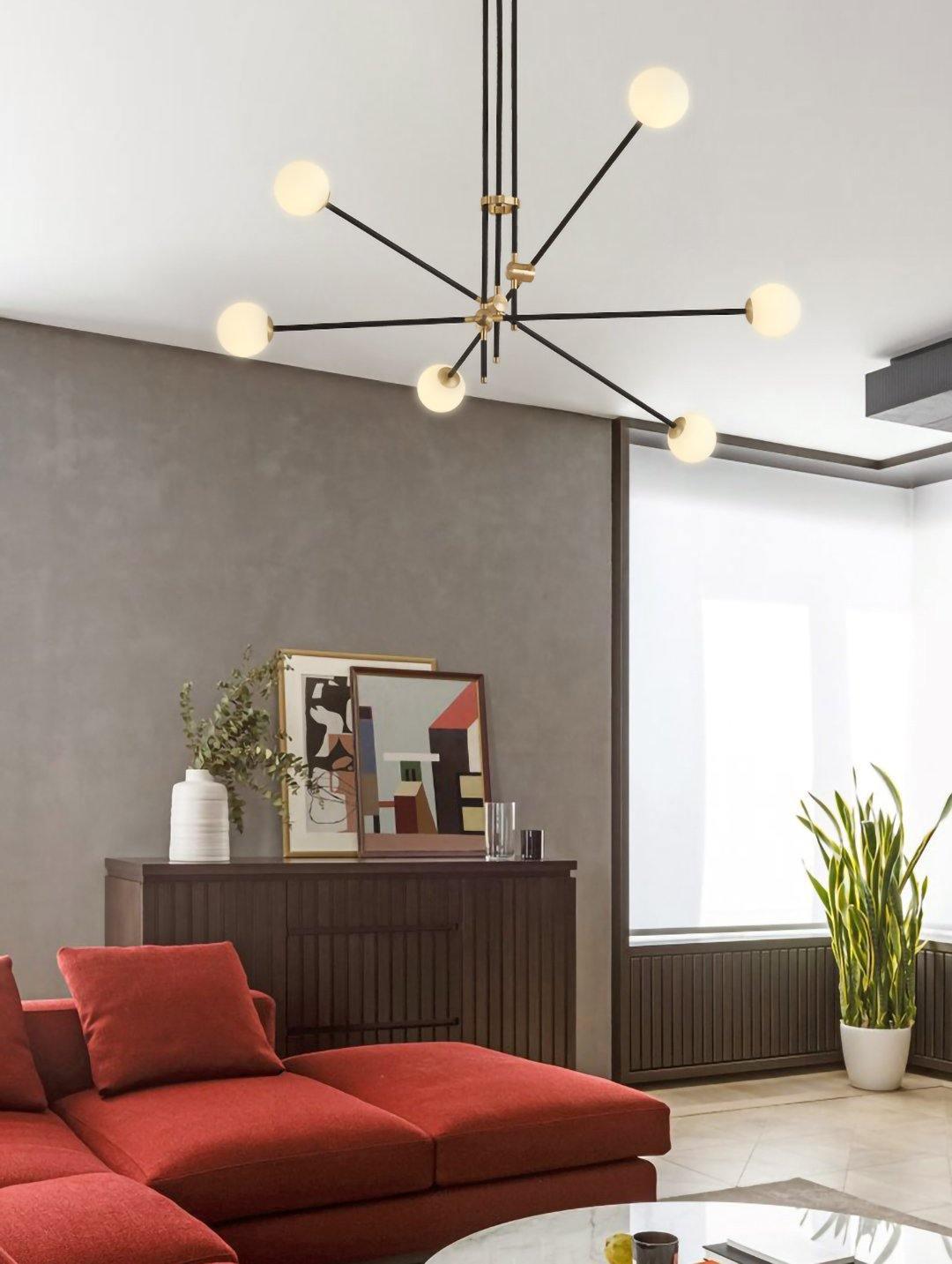 Lustra Chandelier SI Brass Glass Globe - Letslighting