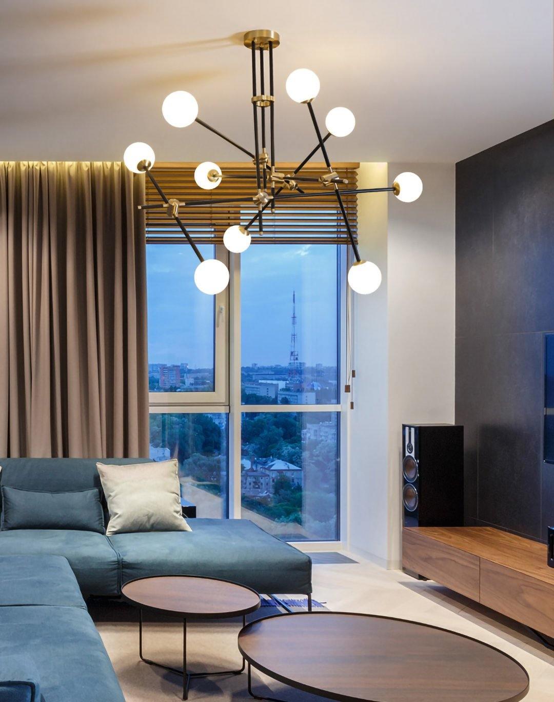 Lustra Chandelier SI Brass Glass Globe - Letslighting
