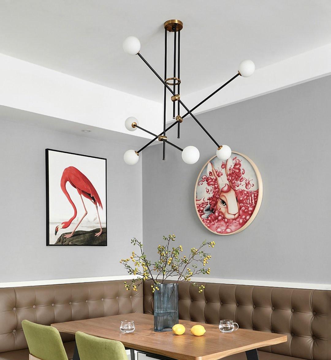 Lustra Chandelier SI Brass Glass Globe - Letslighting
