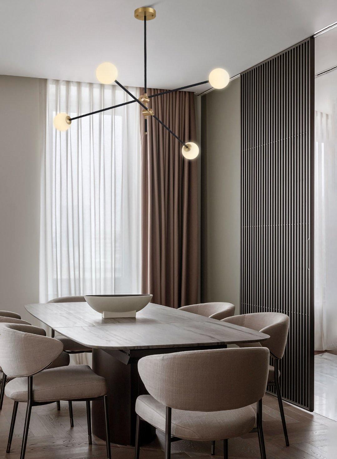 Lustra Chandelier SI Brass Glass Globe - Letslighting