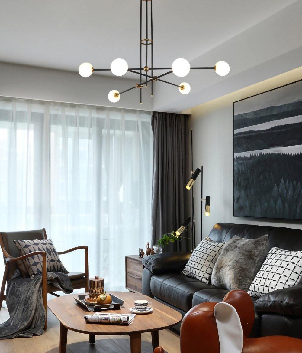 Lustra Chandelier SI Brass Glass Globe - Letslighting