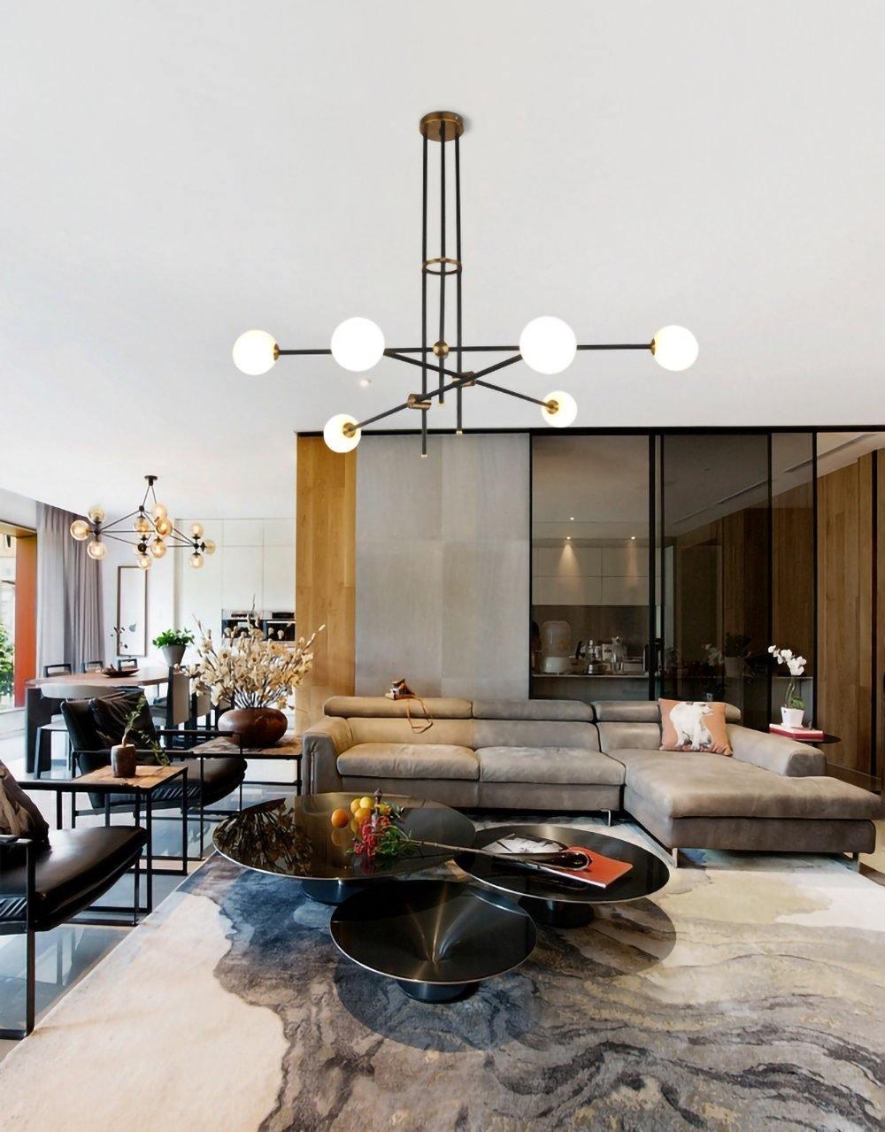 Lustra Chandelier SI Brass Glass Globe - Letslighting