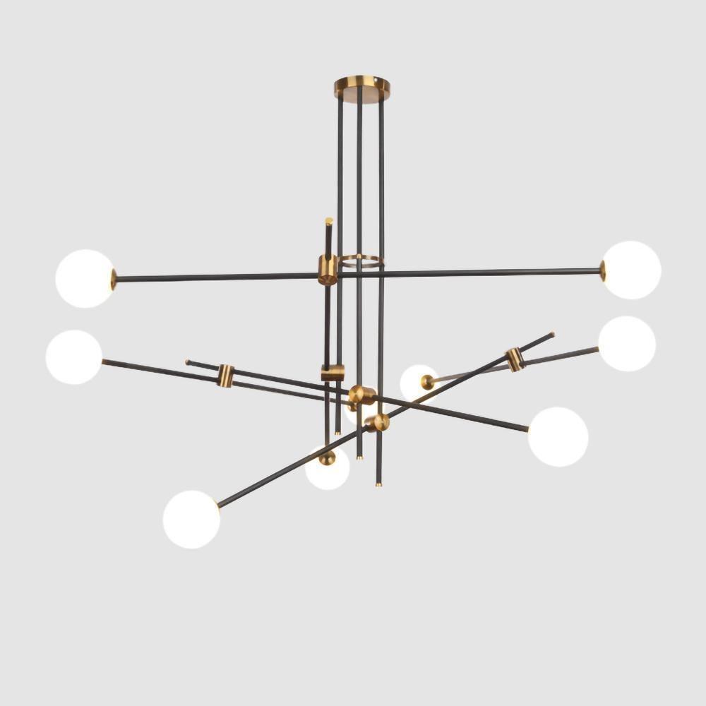 Lustra Chandelier SI Brass Glass Globe - Letslighting