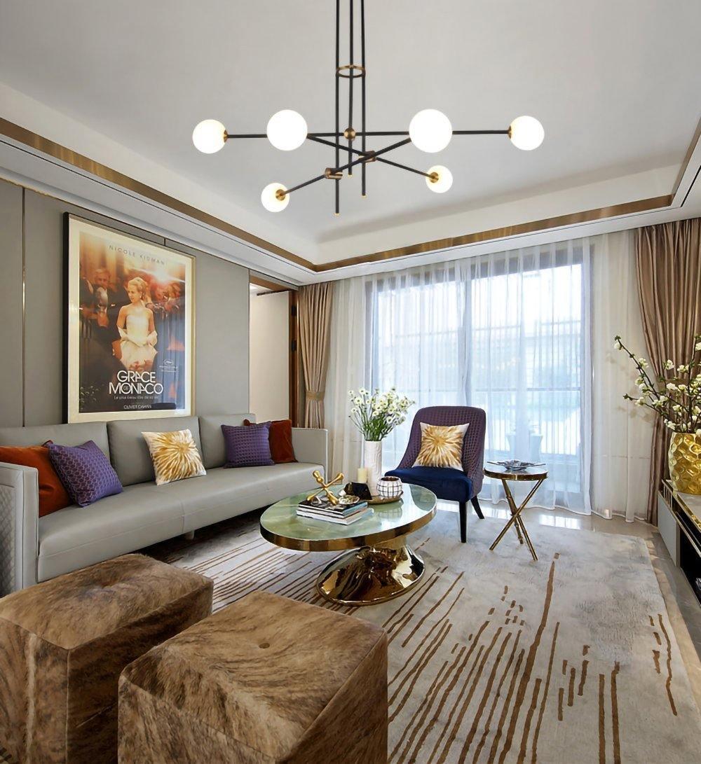 Lustra Chandelier SI Brass Glass Globe - Letslighting