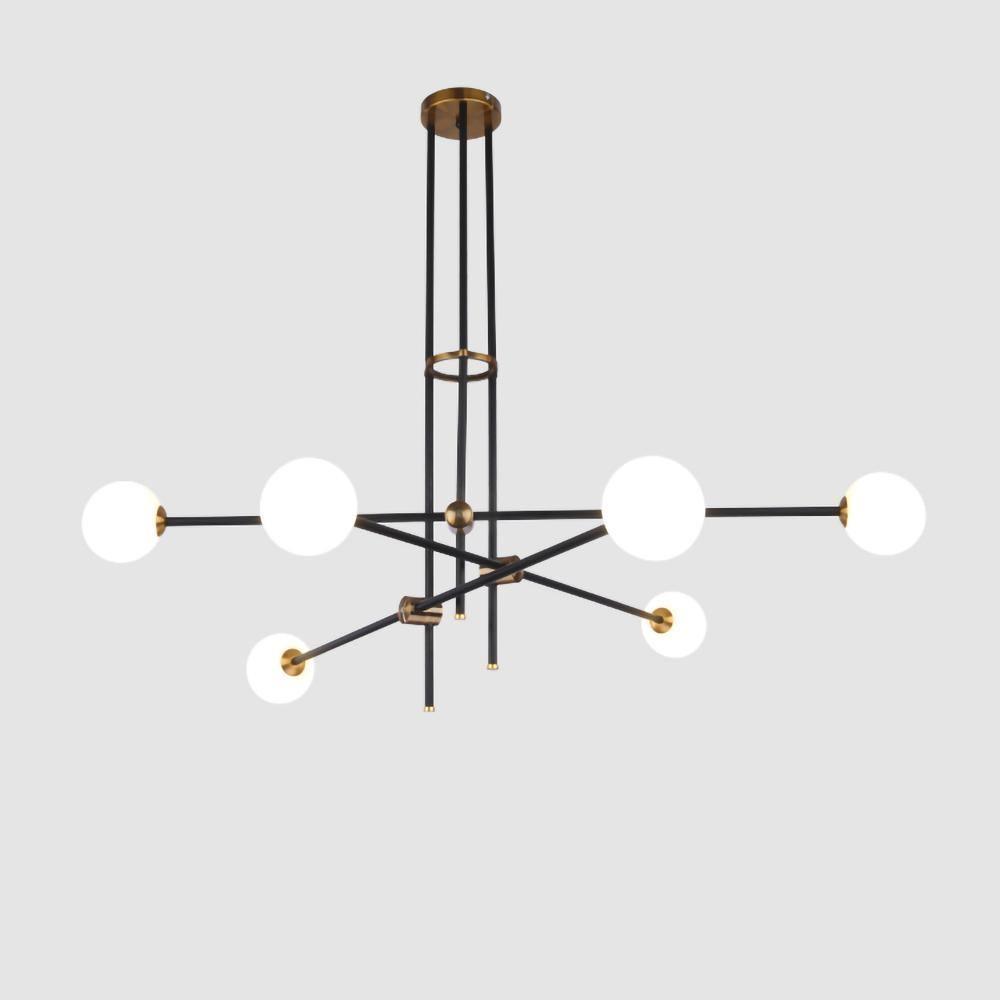 Lustra Chandelier SI Brass Glass Globe - Letslighting