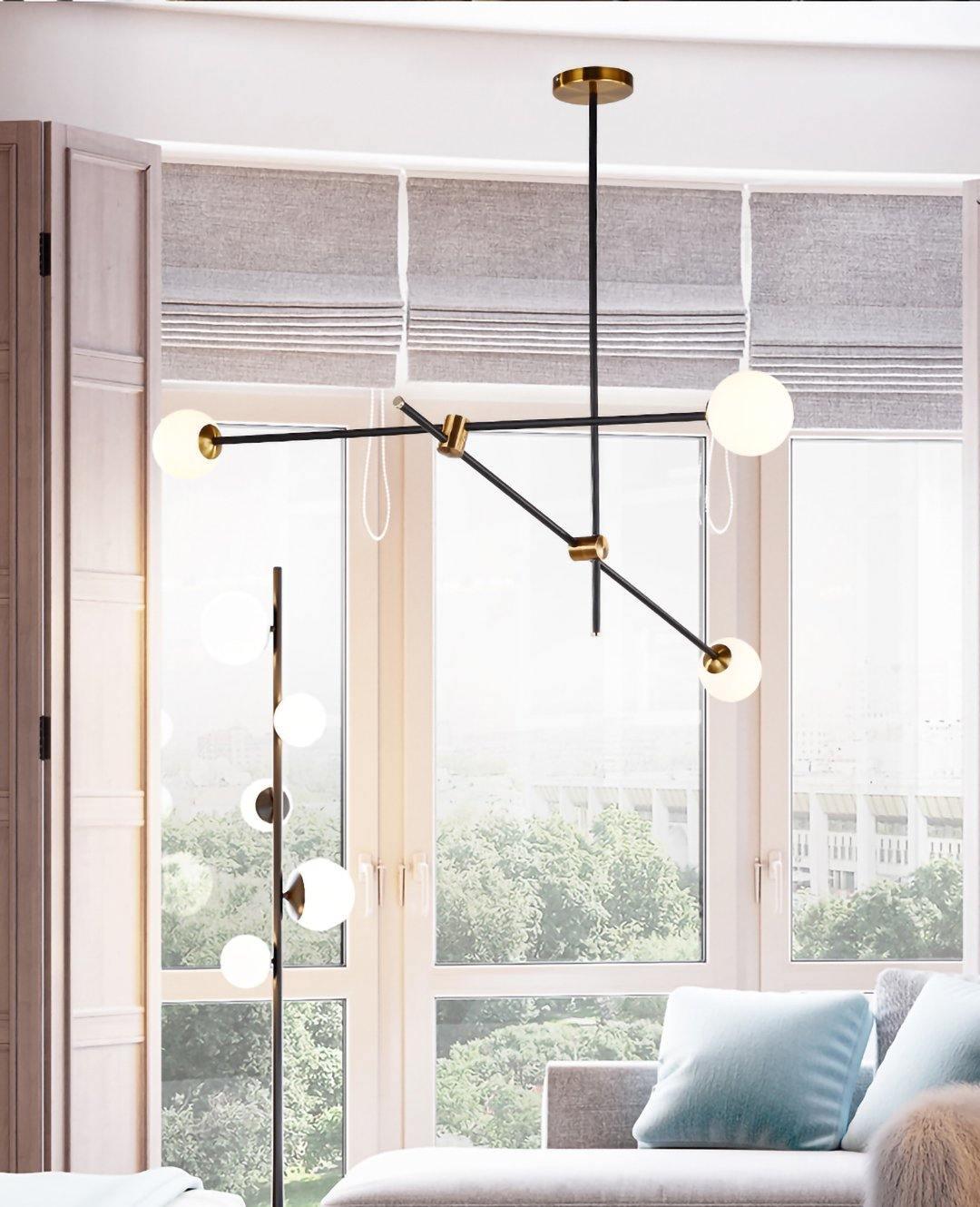 Lustra Chandelier SI Brass Glass Globe - Letslighting