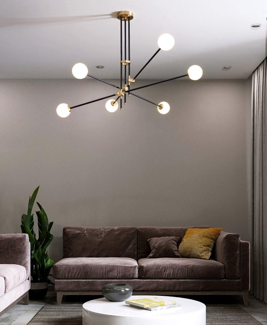 Lustra Chandelier SI Brass Glass Globe - Letslighting