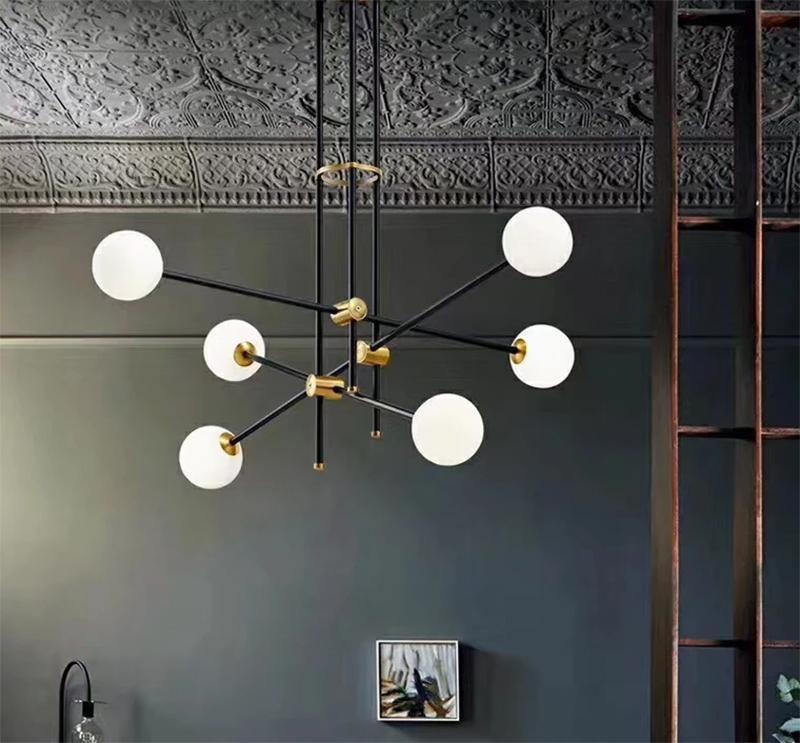 Lustra Chandelier SI Brass Glass Globe - Letslighting