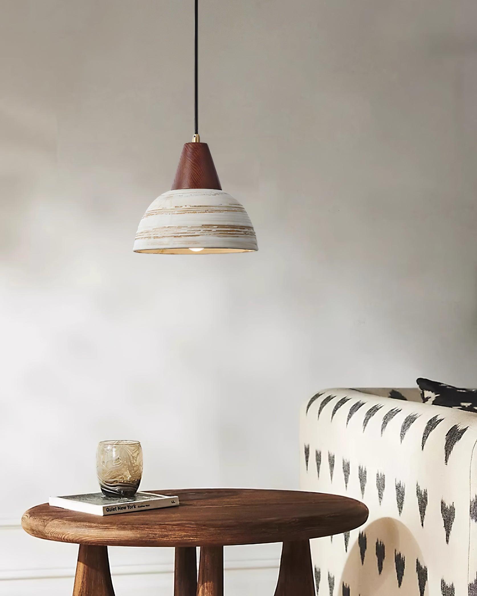 Pendant Lamp Textured Ceramic Shade Tapered Nordic Minimalist - Letslighting