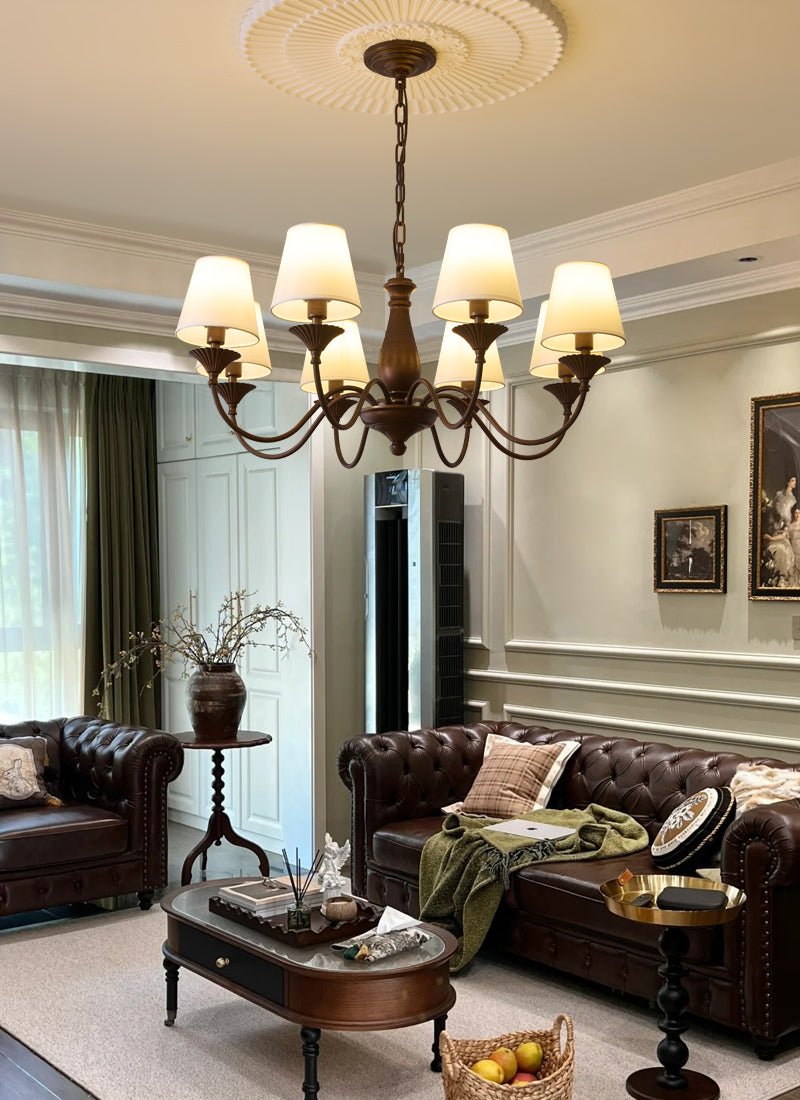 Aurora Chandelier Fabric Shade Vintage - Letslighting