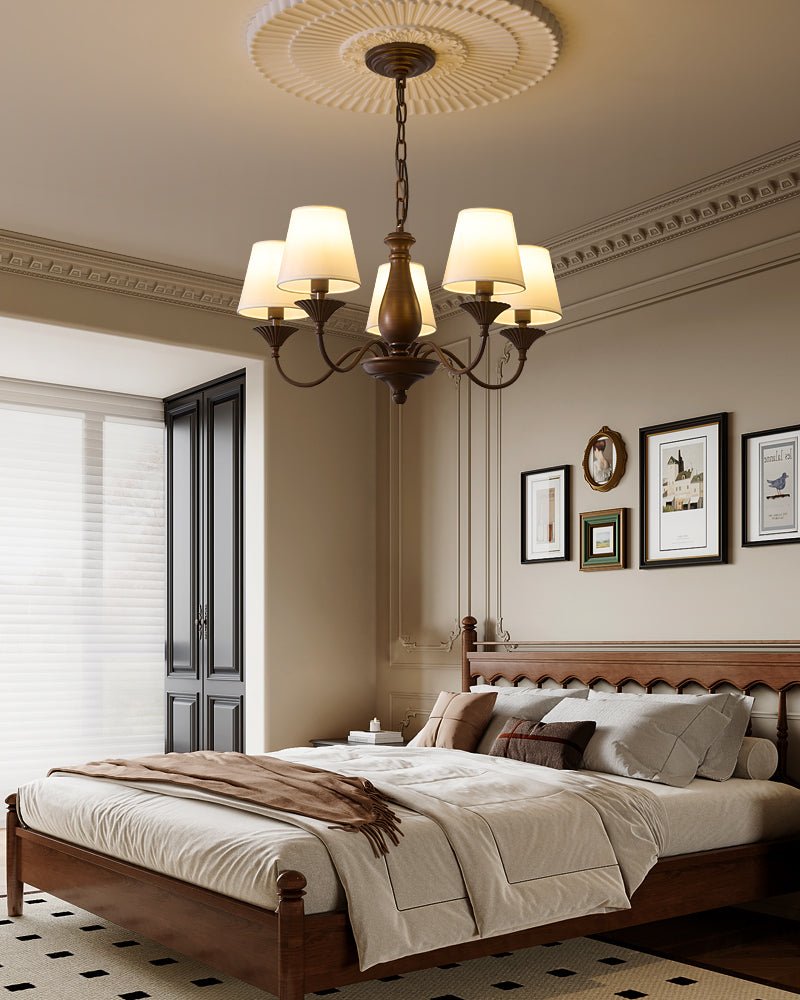 Aurora Chandelier Fabric Shade Vintage - Letslighting
