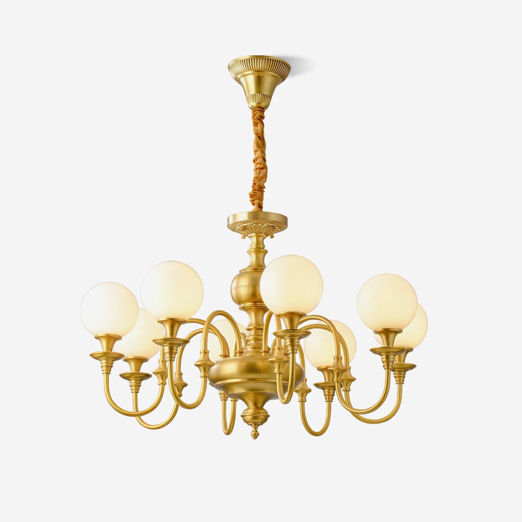 Beatty Chandelier Brass Globe Arms - Letslighting